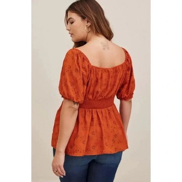 Torrid Orange Floral Peplum Top - Picture 2 of 9